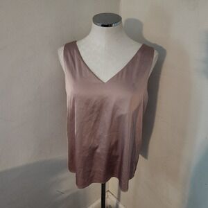 LILLUSORY Women's‎ M Silky V Neck Sleeveless Tank Top Blouse Top